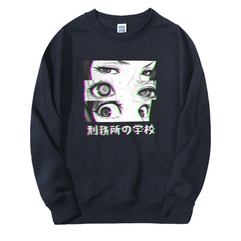 Image of Japan Anime Prison School Eyes Sad Men Sweatshirt Hoodies 2019 Spring Winter Hot Sale Casual Loose Fit Hip Hop Fashoin Pullover