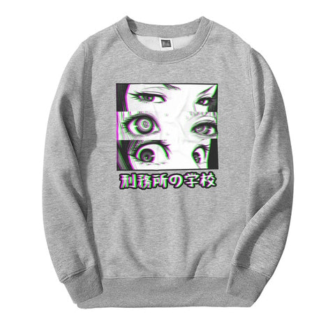 Image of Japan Anime Prison School Eyes Sad Men Sweatshirt Hoodies 2019 Spring Winter Hot Sale Casual Loose Fit Hip Hop Fashoin Pullover