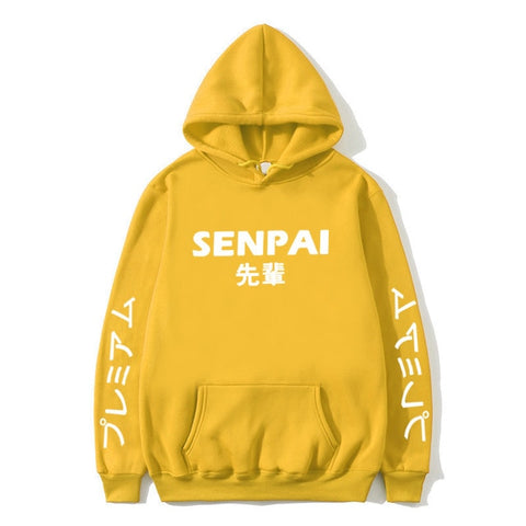 Image of New Winter Anime Senpai Design Print Fleece Men's Hoodies Sweatshirts Men Women Streetwear Funny Black Hoody Man Winter Clothes