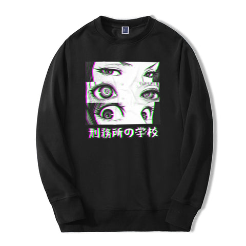 Image of Japan Anime Prison School Eyes Sad Men Sweatshirt Hoodies 2019 Spring Winter Hot Sale Casual Loose Fit Hip Hop Fashoin Pullover