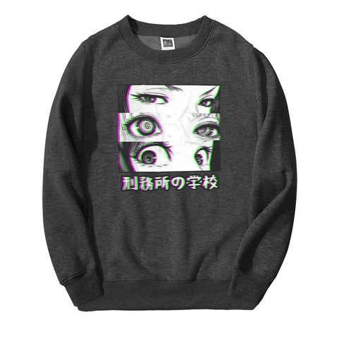 Image of Japan Anime Prison School Eyes Sad Men Sweatshirt Hoodies 2019 Spring Winter Hot Sale Casual Loose Fit Hip Hop Fashoin Pullover