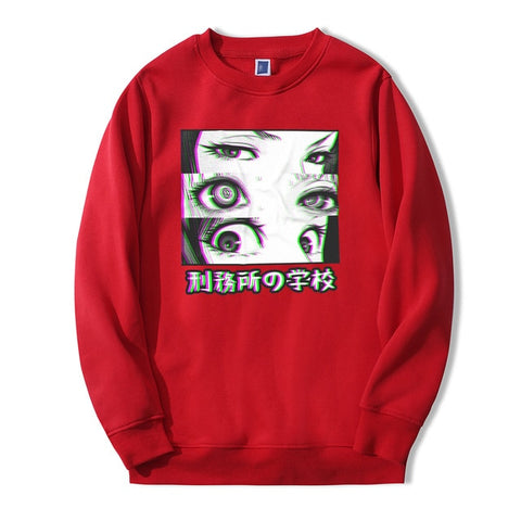 Image of Japan Anime Prison School Eyes Sad Men Sweatshirt Hoodies 2019 Spring Winter Hot Sale Casual Loose Fit Hip Hop Fashoin Pullover