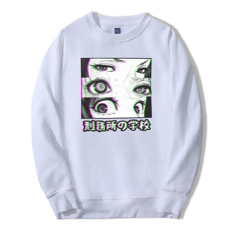 Image of Japan Anime Prison School Eyes Sad Men Sweatshirt Hoodies 2019 Spring Winter Hot Sale Casual Loose Fit Hip Hop Fashoin Pullover
