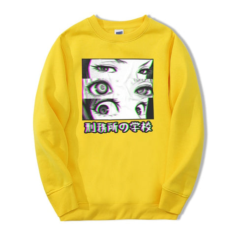 Image of Japan Anime Prison School Eyes Sad Men Sweatshirt Hoodies 2019 Spring Winter Hot Sale Casual Loose Fit Hip Hop Fashoin Pullover
