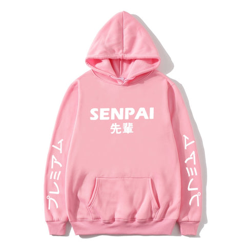 Image of New Winter Anime Senpai  Design Print Fleece Men's Hoodies Sweatshirts Men Women Streetwear Funny Black Hoody Man Winter Clothes