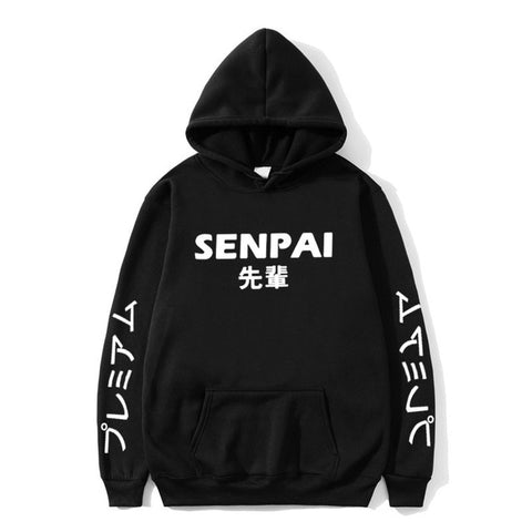 Image of New Winter Anime Senpai  Design Print Fleece Men's Hoodies Sweatshirts Men Women Streetwear Funny Black Hoody Man Winter Clothes