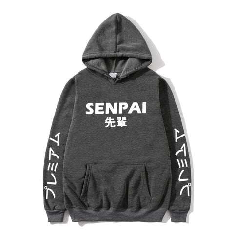 Image of New Winter Anime Senpai  Design Print Fleece Men's Hoodies Sweatshirts Men Women Streetwear Funny Black Hoody Man Winter Clothes