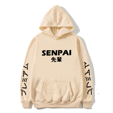Image of New Winter Anime Senpai  Design Print Fleece Men's Hoodies Sweatshirts Men Women Streetwear Funny Black Hoody Man Winter Clothes