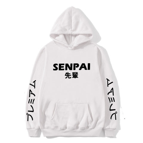 Image of New Winter Anime Senpai  Design Print Fleece Men's Hoodies Sweatshirts Men Women Streetwear Funny Black Hoody Man Winter Clothes