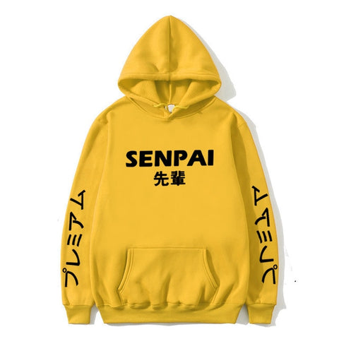 Image of New Winter Anime Senpai  Design Print Fleece Men's Hoodies Sweatshirts Men Women Streetwear Funny Black Hoody Man Winter Clothes