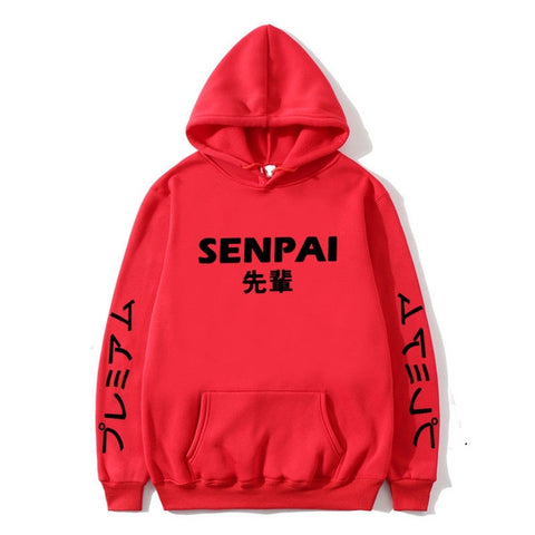 Image of New Winter Anime Senpai  Design Print Fleece Men's Hoodies Sweatshirts Men Women Streetwear Funny Black Hoody Man Winter Clothes