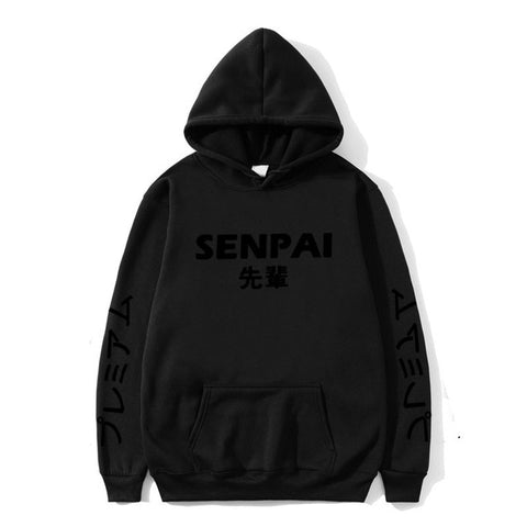 Image of New Winter Anime Senpai  Design Print Fleece Men's Hoodies Sweatshirts Men Women Streetwear Funny Black Hoody Man Winter Clothes