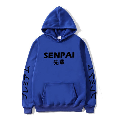 Image of New Winter Anime Senpai  Design Print Fleece Men's Hoodies Sweatshirts Men Women Streetwear Funny Black Hoody Man Winter Clothes