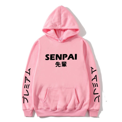 Image of New Winter Anime Senpai  Design Print Fleece Men's Hoodies Sweatshirts Men Women Streetwear Funny Black Hoody Man Winter Clothes