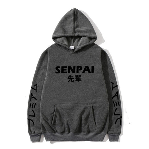 Image of New Winter Anime Senpai  Design Print Fleece Men's Hoodies Sweatshirts Men Women Streetwear Funny Black Hoody Man Winter Clothes